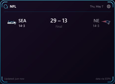 NFL Scores widget